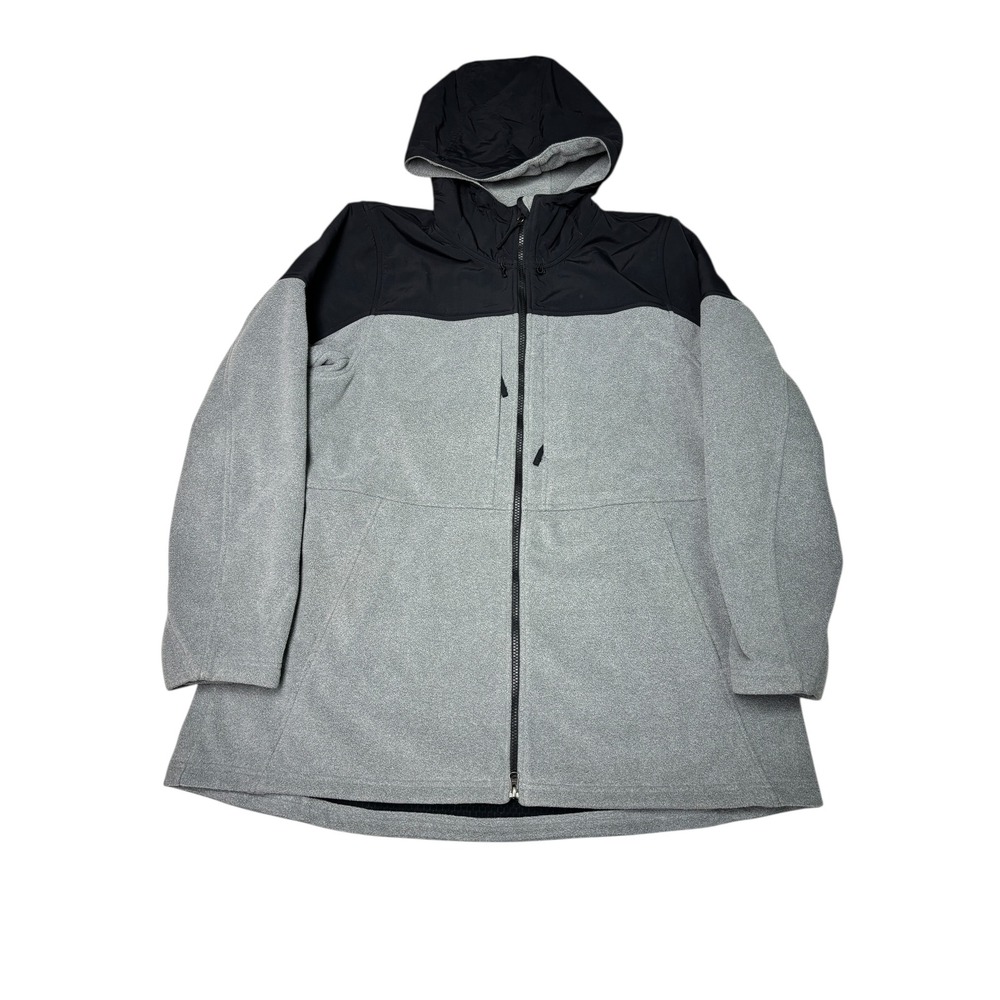 Duluth Trading Co Mens Fleece Lined Hooded Jacket Gray Black Size 1X